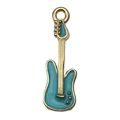 Golden and turquoise guitar pendant accessory in enamel and alloy for jewelry making - Large Lake Blue Guitar
