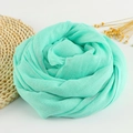 Mint green soft cotton linen scarf shawl with fringe edges and lightweight texture - 190x100cm / Aqua Green