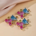 Colgantes de oso de resina con purpurina y base de metal dorado para joyas DIY - Oso