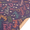 Dark blue kraft paper birthday wrap with colorful party balloons and happy birthday text - Graffiti
