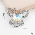 Exquisite 25mm silver butterfly alloy charm with white rhinestones and iridescent gem - D605 AB Butterfly