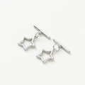 Pair of silver hollow star-shaped OT toggles with polished metallic finish - Platinum Five-Pointed Star OT Clasp - 2Pcs/Pack