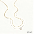 Double-layered gold-plated necklace featuring a flat snake chain and zircon pendant - Gold Double Layer Round Pendant (KD1802)