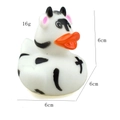 Creative cow pattern rubber duck toy with black spots and horns measuring 6cm - White Cow Print Duck