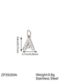 Micro-paved letter A pendant in silver stainless steel with white cubic zirconia stones - Letter A / Steel