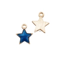 DIY gold alloy and dark blue enamel star charms for handmade necklaces and bracelets - Blue Star 12x14mm