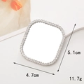Macro shot showing dimensions of a square rhinestone mirror DIY phone accessory - Silver Rounded Square (4.7x5.1cm)