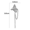 Detailed view of butterfly ear cuff with micro-set zircon and tassel chain dimensions - 5# Silver (Butterfly Chain Tassel)