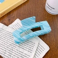 Blue and white marble pattern large rectangular hair claw clip for women stylish accessories - 10.5cm / Glacier Blue