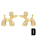 Cute golden balloon dog stud earrings with sparkling white zircons for women - Balloon Dog Style (D)