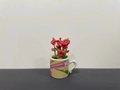 Mini ceramic pot magnet with colorful stars and red floral faux plant for fridge decor - Rainbow Star Pattern Mug Style (Rainbow)