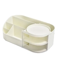 White multi-compartment makeup organizer with two clear drawers for vanity storage - Large (No Mirror) / Milk Yellow