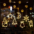 Christmas LED window suction lights with warm yellow stars and reindeer shapes - Set 10 - 7 Styles