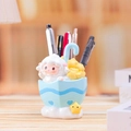 Cute lamb on cloud umbrella pencil holder in blue and yellow resin for desk decor - Umbrella Lamb Pen Holder (1064-3B Umbrella)