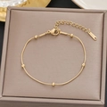Elegant gold snake chain bracelet with small beads and adjustable lobster clasp - Gold Bead Snake Chain (5201)