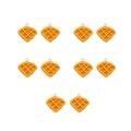 Macro view of 10 realistic resin waffle pendants with metal loops for jewelry making - 10# Waffle
