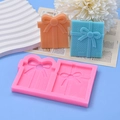 Pink silicone gift box mold with diamond texture for handmade soap and chocolate crafts - 2-Cavity Gift Box Design(349) / Pink