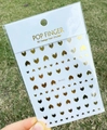 Adesivi per unghie 3D con cuori d'oro metallizzati di varie dimensioni foglio Me462 - Me462 / Oro