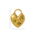 Close-up of gold heart pendant with green stones showing 1.8cm height and 3.4g weight - Gold Radiant Heart with Green Stones-JP41641B-2