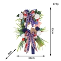 Patriotic 55cm USA flower wreath with blue and white roses and stars and stripes ribbon - Double Knot Wreath