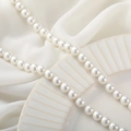 Lustrous white natural shell bead necklace strands on ribbed ceramic plate - 8mm (1 Strand/Approx. 40cm/50pcs)