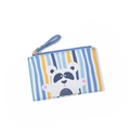 Cute cartoon panda mini wallet with colorful stripes and a blue wrist strap - Blue (Panda)