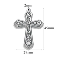 Silver vintage cross pendant 45x29mm stainless steel necklace with embossed pattern - Style Z2305S24/Dot Relief
