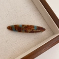 Tortoiseshell and blue oval spring hair clip with France Handmade text in a linen box - Blue Brown