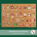 Set of 112 Christmas gift tags featuring cartoon Santa Reindeer and Snowman patterns - Double Joy Christmas Card with Lanyard 112pcs/Pack
