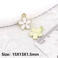 White and gold tulip flower charms for DIY jewelry making 15x13mm alloy pendants - White Flower (BK1614#)