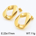 Minimalist golden twisted chain link stud earrings in geometric oval mirror finish - Gold Pair (KE110908-KJX)