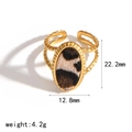 Detail view of 18K gold-plated stainless steel leopard ring with precise measurements - Hollow Oval Leopard Style (TR4533)