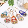 DIY diamond painting keychain set with 5 colorful Russian nesting doll designs - QC020 Matryoshka Doll II (5pcs) Double-sided