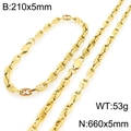 Conjunto de joyas de acero inoxidable dorado con collar y pulsera de eslabones - Pulsera / Dorado
