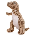 Brown corduroy dinosaur plush dog toy with textured dinosaur shape for pet teething - Coffee Dinosaur