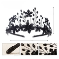 Detailed dimensions and material specs of the black crystal floral party headband - Black Flower Beaded Style (TS-J3368BLK)
