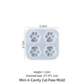 Detailed size specifications for 4-cavity mini cat paw silicone resin casting mold - Mini 4-Cavity Cat Paw Mold 02