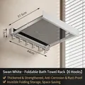 Swan white aluminum folding drying rack, 44cm retractable wall mount with 6 hooks - Pure White Short 44cm Folding Mesh + 6 Hooks