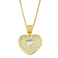 Golden box chain necklace with a sparkling heart pendant featuring micro-set zircon - Gold Heart Transparent Zirconia Box Chain