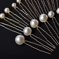 Set di forcine da sposa con perle bianche e forcine a U in metallo dorato su nero - Versione Squisita Legata con Filo 18 Pezzi / Oro