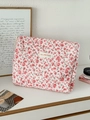 Gesteppte Kosmetiktasche aus Cord mit Blumenmuster in Rosa und Weiß mit Reißverschluss - Rosa Rosen Clutch