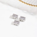 Cuentas espaciadoras de circonita rectangular en plata para creación de joyas DIY - Agujero recto rectangular / Color Acero