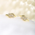 14K gold plated geometric lattice stud earrings with sparkling white cubic zirconia - Cross Lattice (102)