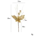 Glittering gold artificial Christmas flower branch with hollow leaves and festive sparkles - Leaf Christmas Flower Long Beard
