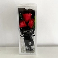 Three red soap rose bouquet in black wrapping paper with transparent gift box - Red With Box