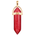 Hexagonal red agate crystal point pendant with a golden metal clasp for women - Red Jasper / Gold Cap Hexagonal Pendant