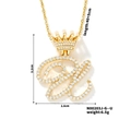 Golden crown letter necklace with sparkling cubic zirconia pavé setting for women and men - U Style (N00203J-G--U)