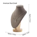 Small velvet portrait bust jewelry display with solid wood base and dimensions - American Style Portrait Small / Coffee Velvet