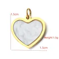 Golden heart pendant with white marble inlay and 1.5cm minimalist metal frame - BXGPJ116-Marble White Gold Heart Pendant