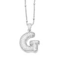 Silver iced-out bubble letter G necklace with sparkling zircon pavé for women - Letter G / Silver